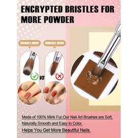 EBANKU Acrylic Nail Brush, 100% Pure Kolinsky Acrylic Brushes Size 6 Round Shaped Oval Nail Art Painting Brush for Acrylic Application, Golden Metal Handle Professional Nail Brush for Women (#6)