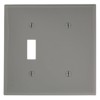 Leviton 2-Gang Wallplate, 1-Toggle 1-Blank, Standard Size, Thermoplastic Nylon, 80706-GY,