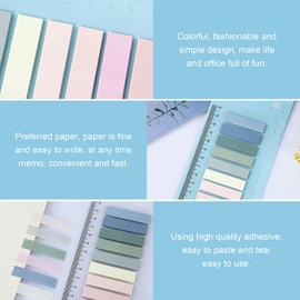MEISO Sticky Notes, 800 Pcs Index Tabs Stickers Page Markers, Transparent Colored Notes Pad Flags Set for Page Bookmarks Office Supplies, Vintage Sticky Notes Set Solid Colors Writable Memo Stickers
