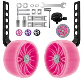 HAWENS Bike Training Wheels Mute Flash Wheels with Adjustable Bicycle Stabilizer Mounted Kit Compatible for 12 14 16 18 20 inch Single Speed Bike