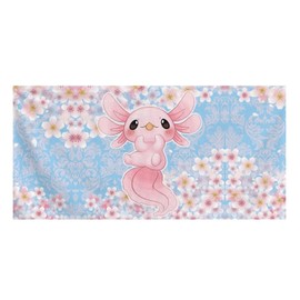 Showudesigns Sakura Axolotl Bath Towels for Women Girls Beach Towel Super Absorbent Lightweight Suitable for Travel Sports Bathing Pool Bathroom