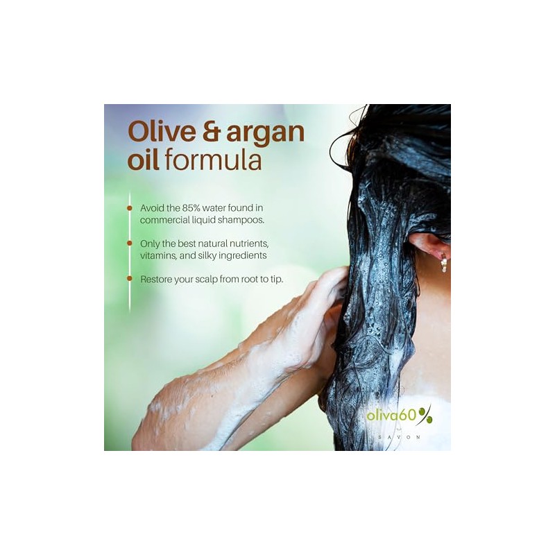 Shampoo en barra de Oliva. Oliva60, Cabello normal, Sin sulfatos,