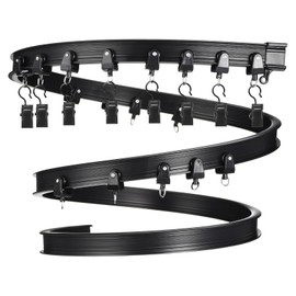 uxcell 15 Ft Flexible Curved Ceiling Curtain Track Set, Curtain Rail Ceiling Wall Mount for Curtain Rail Bunk Bed Bay Window Room Divider, Black