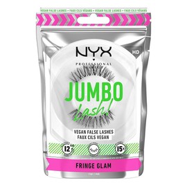 NYX 프로페셔널 메이크업 점보 속눈썹! 인조 속눈썹, 최대 12시간 착용, 재사용 가능한- 프린지 글램 [Baddest Black] NYX Professional Makeup Jumbo Lashes! Faux Eyelashes, Up to 12 Hours Wear, Reusable - Fringe Glam [Baddest Black]