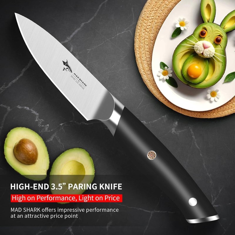 MAD SHARK 3.5 inch Paring Knife, Small Kitchen Knives Ergonomic