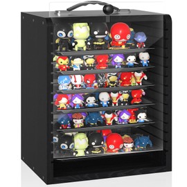 WELIDAY Miniature Storage Case for Collectibles Miniatures, Wooden Display Cases with 6 Trays, Miniature Display Case Miniatures Transport Case (Dark Black)