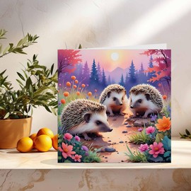 Hedgehogs Greeting Card - Any Occasion - Artistic Hedgehog Illustration