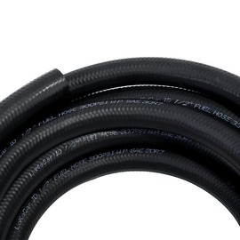 LokoCar Rubber Fuel Hose Line Push Lock 1/2" ID SAE 30R7 NBR 25ft 300PSI Black