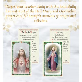 Our Father Prayer Card - Hail Mary Prayer Card - Double Sided Hail Mary, The Lords Prayer Card for Daily Prayer, Devotion, Mass - Laminated Hail Mary Prayer Card Catholic Themed Set - 2 Items Total