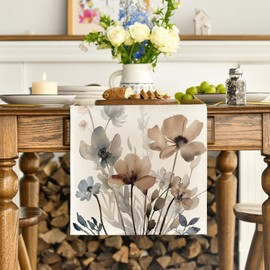 Artoid Mode Wilde Tuschemalerei Blumen Blätter Herbst Tischläufer, Sommer Küche Esstisch Dekoration Drinnen Urlaub Party Dekor 40x140 cm