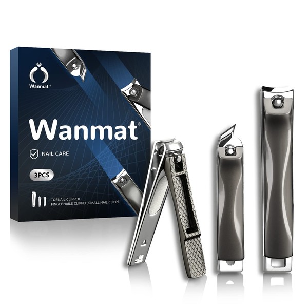Wanmat Juego de cortaúñas, cortaúñas de acero inoxidable extra afilado