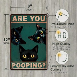 Cat Signs Bathroom Wall Decor Bathroom Signs Decor Funny, Black Cat Gifts Bathroom Accessories Are You Pooping Cat Sign, 8x12 Inches Cute Bathroom Decor