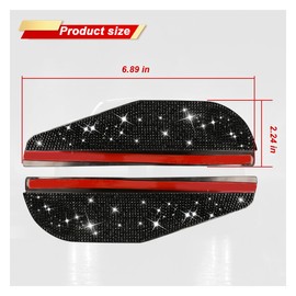 UHANBUT 2PCS Bling Car Side Mirror Rain Visor Guard, Rhinestones Automotive Rear View Mirror Rain Eyebrows, PVC Rainproof Vehicle Side Mirrors Smoke Shade Cover for Car, Truck, SUV (Black)
