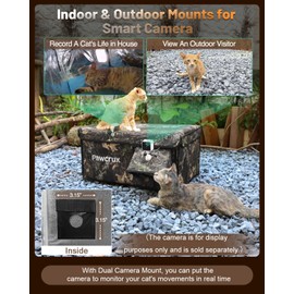 Heated Cat House for Outside with Dual Doors, Insulated Cat House Outdoor with Heating Pad, Weatherproof Heated Outdoor Cats Houses Waterrproof for Feral Cats (Leaf, 17" L x 12" W x 13" H)