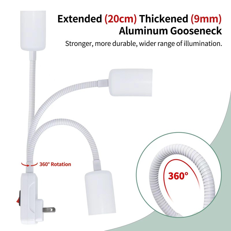 FEYAIM Plug in Light Socket E26/E27 Socket Adapter with On/Off