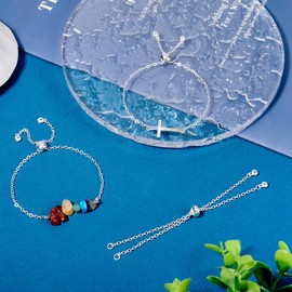 PandaHall Pack of 10 Brass Slider Chain Link Bracelet Adjustable Bracelet Semi-Finished Chain with Zirconia for Friendship Bracelet Jewellery Making