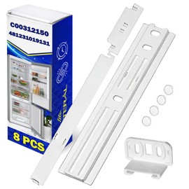 8 Piece Door Assembly Set Tow Hinge Fridge and Freezer with Original Code C00312150 for Indesit for Ariston 481231019131 484000000857 for Whirlpool MONTERAL