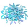 KALUCION 120 Pcs Iridescent Aqua Mosaic Tiles, Hand Cut Stained