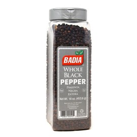Badia Whole Black Pepper, 16 oz – Aromatic and Flavorful Peppercorns for Everyday Cooking
