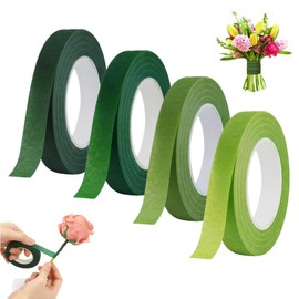 Kelain Flora Tape, Set of 4 Rolls, 11.8 ft (30 m) x 0.5 inches (1.2 cm), Grafting Tape, Flower Tape, Crafts, Floral, Hand Cut, Stretchable, Natural Color, Flower Stems, Camouflage, Artificial Flowers