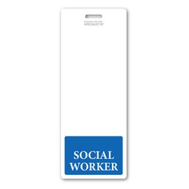 Oversized Social Worker Badge Buddy Vertical - Extra Large Badge Buddies Role I’D Backer Card for Social Workers - 2 1/8 X 5 1/2 - Wear with I’D Holder - USA Printed by Specialist ID (Blue)