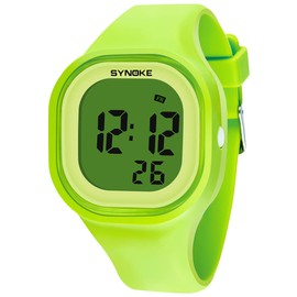 Gosasa Male and Female Digital Sports Watches LED Electron 50m Waterproof Luminous Silicone Watch (Green)