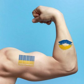 Love & Peace Ukraine Flag Tattoo Stickers, 40 Pieces Ukraine Flag Tattoo National Ukraine Flag Tattoo Stickers Love and Peace Ukraine Flag Tattoo 8 Styles
