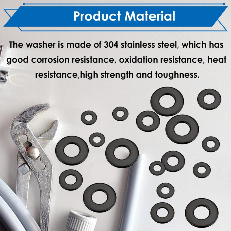 Seept 320PCS Black Pop Rivet washers Assortment kit for Black
