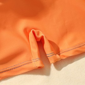 ABEHIK Kids One Piece Floatation Swimsuit for Girls Boys Summer Short Sleeve Lovely Bathing Suits with Adjustable Buoyancy Float Suit Swimwear Swim Vest Orange Blue 3-4 Years