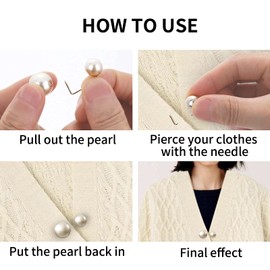 ASTER 10 Pieces Faux Pearl Brooch Women's Jumper Scarf Clips Wild Clothes Pegs Crystal Scarf Cardigan Clip Women's Clothing Accessories Pearl Brooch Pins Tow Pin Wedding Dress, Faux Pearl, Imitation