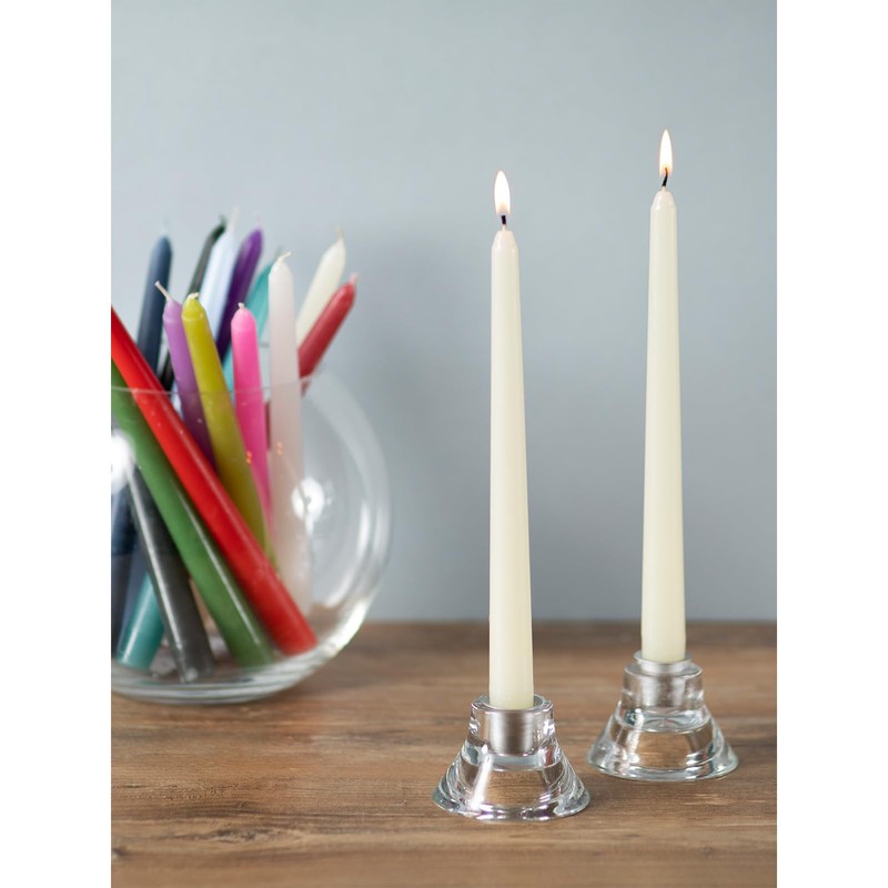 CANDWAX Ivory Taper Candles 8 inch Dripless - Set of