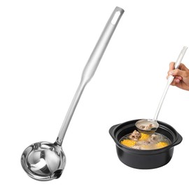 Skimmer Spoon 32 cm Stainless Steel Soup Ladle Fat Separator Fat Separator Ladle Soup Spoon Oil Soups Separating with Long for Serving and Scouring