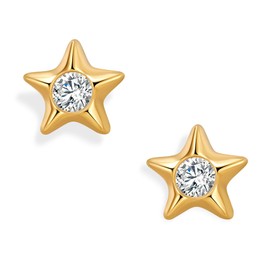 Frigotine Sparkly Gold Star Small Stud Earrings for Woman, Dainty Minimalist Rhinestone CZ Hypoallergenic Cute Tiny Celestial Stars Earing Prom Wedding Bridal Fashion Jewelry Gifts