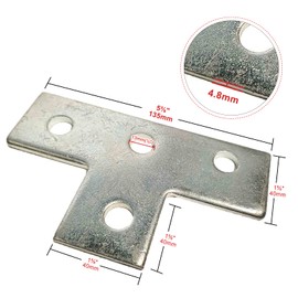 4 Pack 4 Hole T Shaped Connector Flat Plate Fitting Bracket Fit for 13/16" and 1-5/8" Rail Crossmember Mounted Taller Strut Channel Solar Panel Mounting