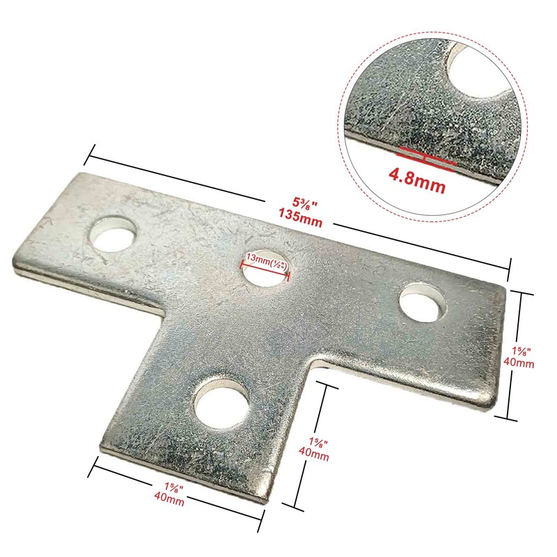 4 Pack 4 Hole T Shaped Connector Flat Plate Fitting
