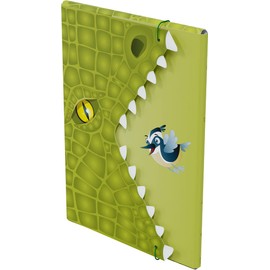 MONUMI - Document Folder A4 with Animal Pattern, Document Bag A4 for Children, Document Folder A4 for Filing Elastic Closure Document Sleeves For Classroom Organization: Crocodile
