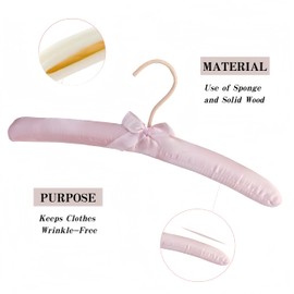 Cansybil 5 Pack Satin Padded Hangers for Women Clothing, Anti Slip Sponge Fabric Clothing Hangers Coat Racks for Sweater, Suit, Dress (5-Color)