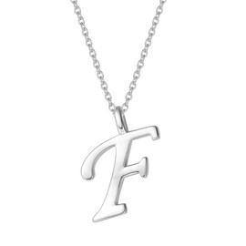Agvana Necklace with A to Z Letter Pendants, 925 Sterling Silver Name, Chain, Alphabet Initials, Necklace for Women / Girls with Gift Box, Chain Length 40 + 5 cm, Silver, F