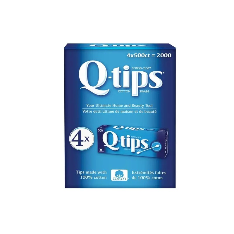 Q-Tip 큐팁 면봉 500개 4팩 Q-tips Cotton Swabs 500ea 4