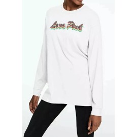 Victoria's Secret Victoria’s Secret LOVE PINK Rainbow Sequin Bling Logo Crew Tee Shirt S Runs Big