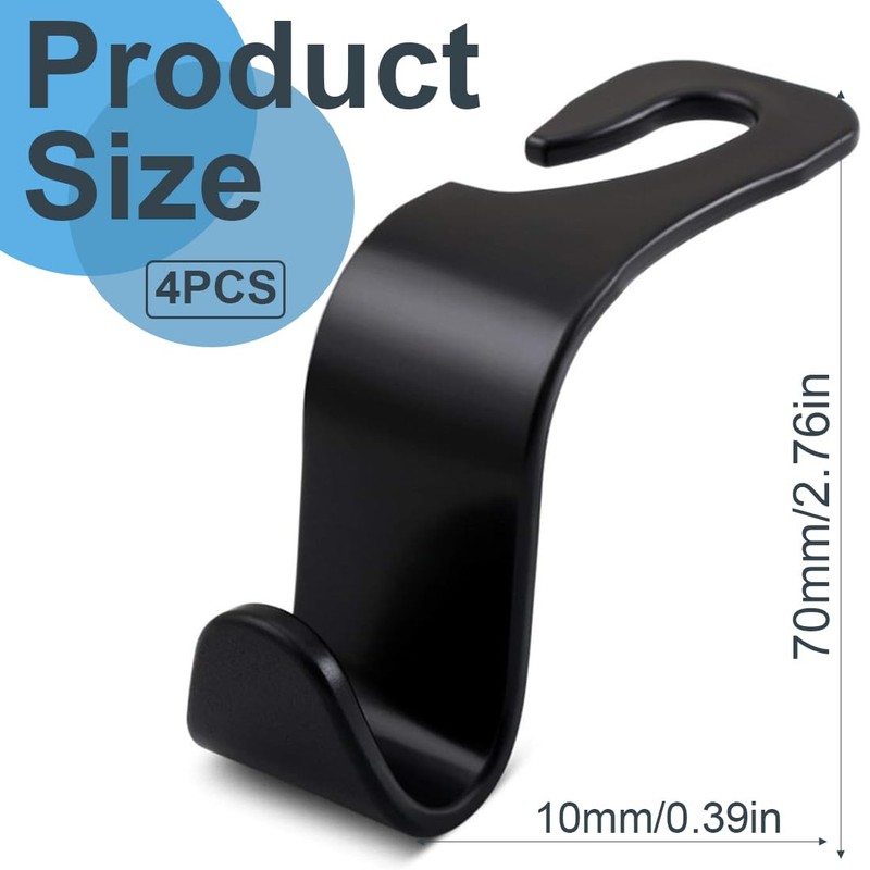 Car Storage Hooks 4 Pieces, Car Plastic Hooks Back Seat