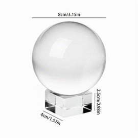 Sfera di Cristallo K9 80 mm - Sfera di Vetro Trasparente per Fotografia Con Base Rotonda in Legno - Accessori Fotografici, Palla di Indovini