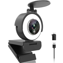 Angetube Webcam 1080p con Anillo de Luz para Streaming: Cámara Web USB 60FPS con Micrófono-HDR-HD Auto Light Correction Web CAM con FOV Ajustable, para Equipos, Zoom, PC/Laptop/Mac/Desktop