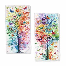 LXCSBD Butterfly Kitchen Dish Towels Watercolors Forest Birds Dish Towels Hand Towels Absorbent Drying Cloth Tea Towels Set Gifts for Women,Housewarming Gifts 16"x24"