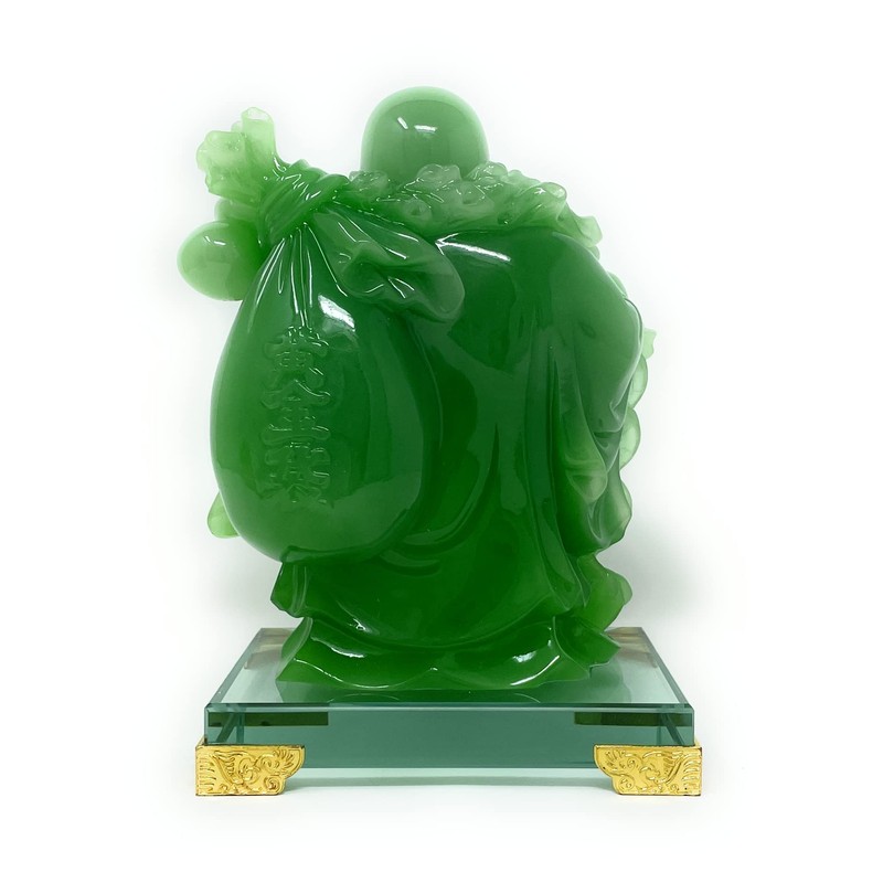 HOULU 8 inch Laughing Buddha Statue for Home Decor, Green