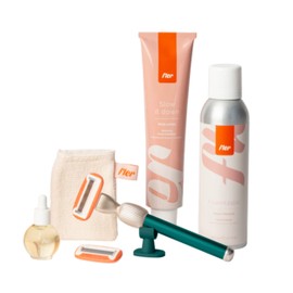 Fler Dream Team Set - Women's Razor with Holder and 2 Replacement Razor Blades, Set with Deshedding Foam, Oil After Hair Removal and Body Cream, Aloe Vera Razor Blade, Pine Green