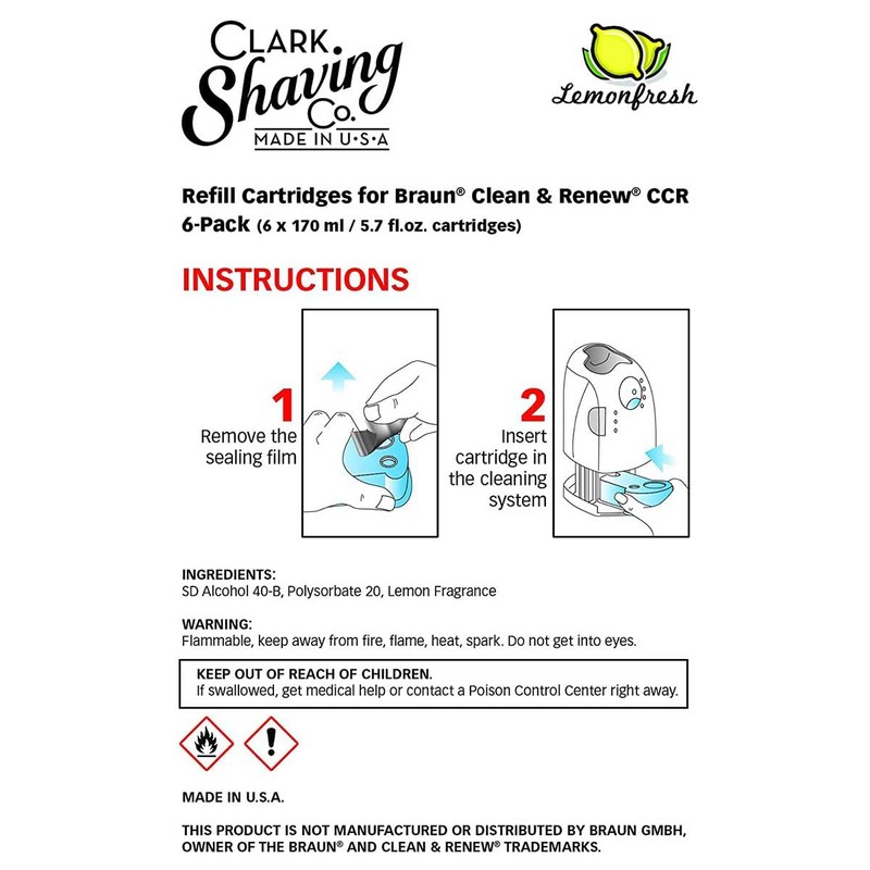 Clark Shaving Co. Refill Cartridges for Braun Clean & Renew