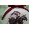 H068 Hand-made Christmas Ornament horse polo pony maroon orange VT