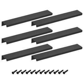 sourcing map Cabinet Finger Edge Pull, 6pcs 200mm/7.87 Aluminum Alloy Back Mount Hidden Cabinet Pulls Concealed Handle for Home Kitchen Drawer Cabinet, Black