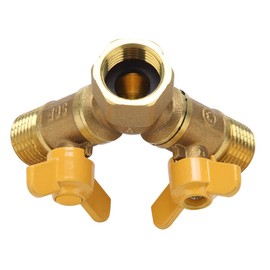 Brass Manifold, G1/2 Brass Garden Irrigation Dual Garden Tap Garden Hose Splitter, 2 Way Double Tap Hose Adapter Dual Faucet Connector Washing Machine Hose Connector
